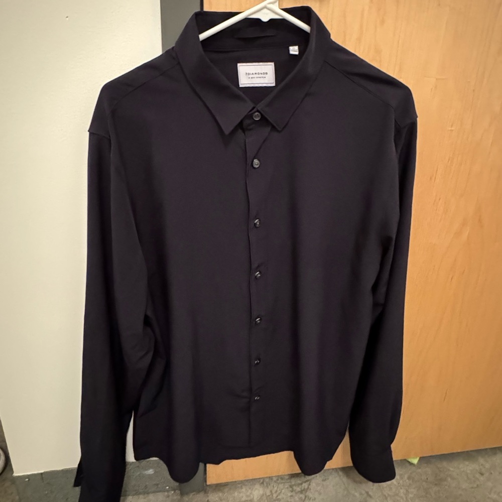 Navy XL Liberty 7 Diamond 4 Way Stretch Button Down
